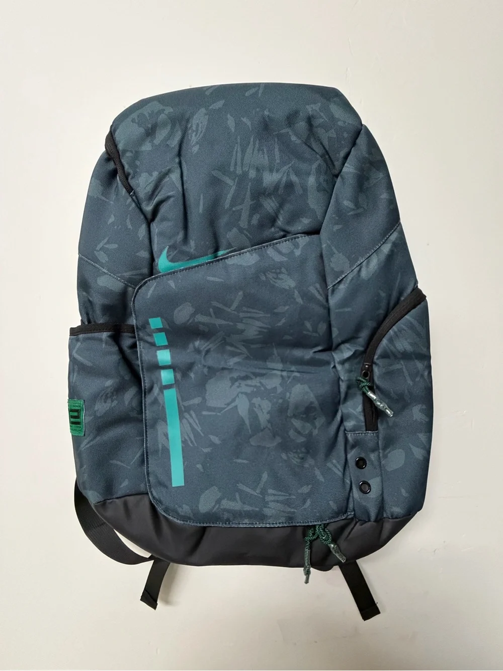 Nike Men's Dark Gray Backpack with Teal Accents